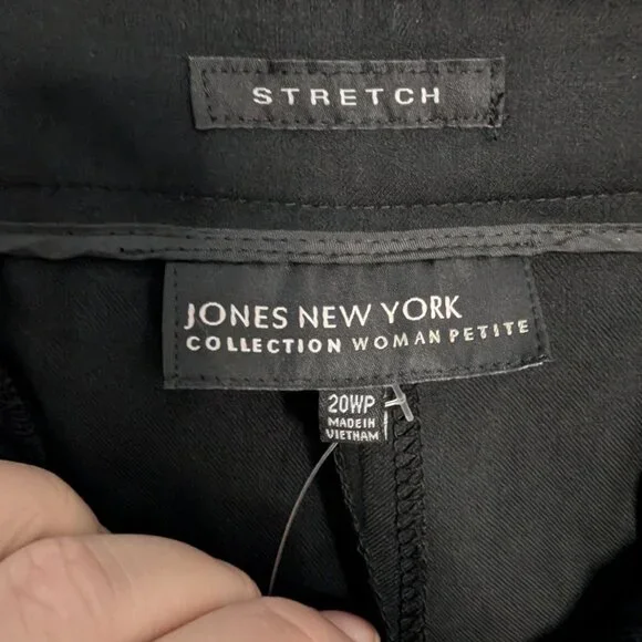 Jones New York Womens Black Stretch Slim Fit Pants 20WP Petite Runway Style - Picture 3 of 15
